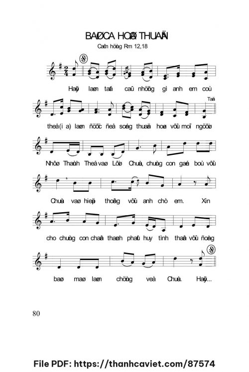 Bài ca hòa thuận - Lm. Nguyễn Duy - trang 1