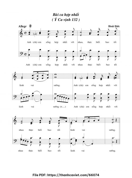 Bài ca hợp nhất - Lm. Hoài Đức - trang 1