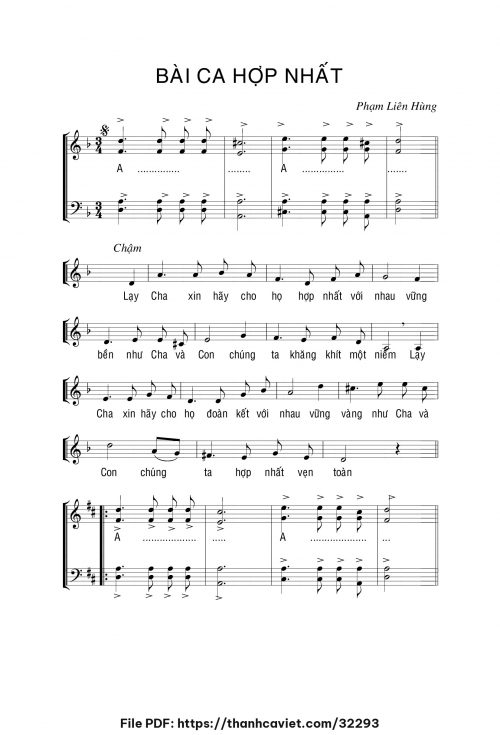 Bài ca hợp nhất - Lm. Phạm Liên Hùng - trang 1