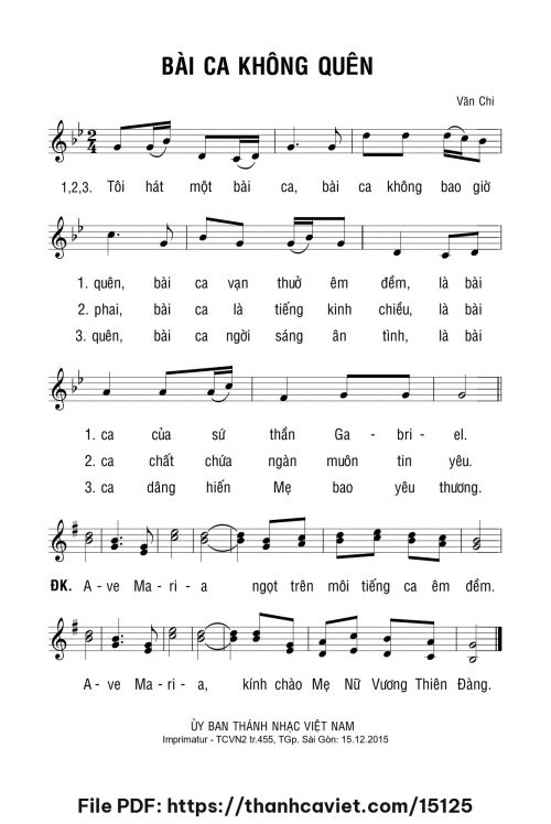 Bài ca không quên - Lm. Văn Chi - trang 1