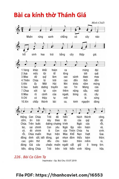 Bài ca kính thờ Thánh Giá - Lm. Minh Chiết - trang 1