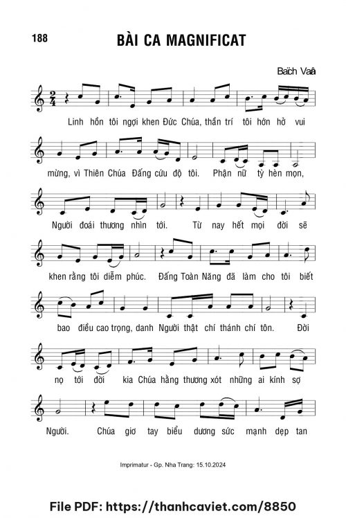 Bài ca Magnificat - Lm. Bạch Vân - trang 1