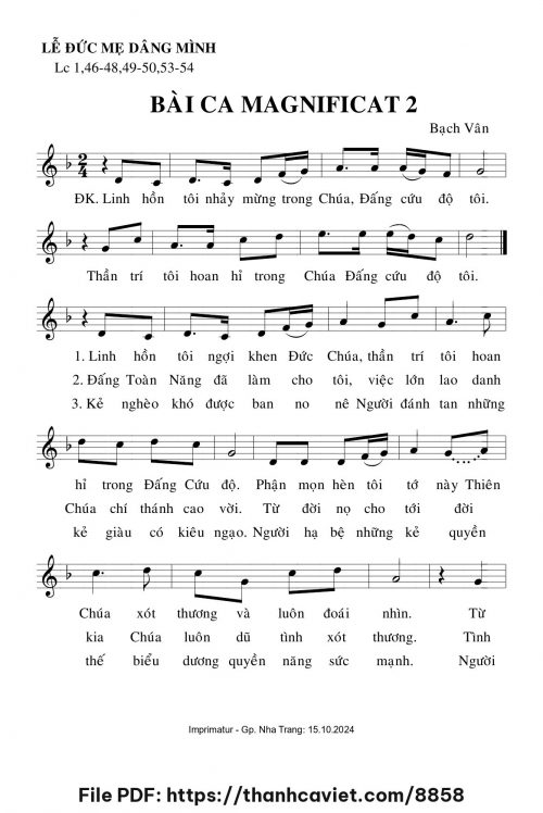 Bài ca Magnificat 2 - Lm. Bạch Vân - trang 1