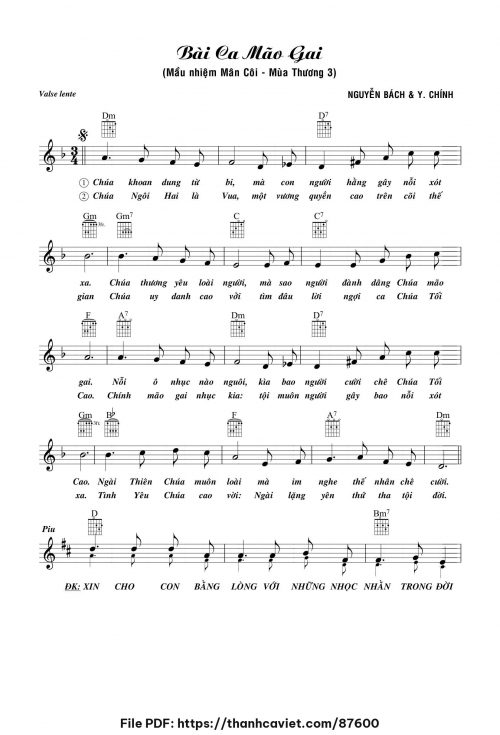 Bài ca mão gai - Nguyễn Bách - Y. Chính - trang 1