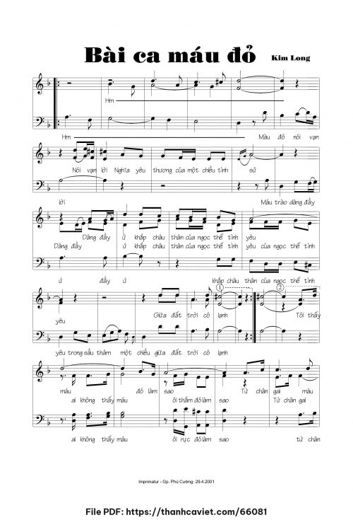 Bài ca máu đỏ - Lm. Kim Long - trang 1