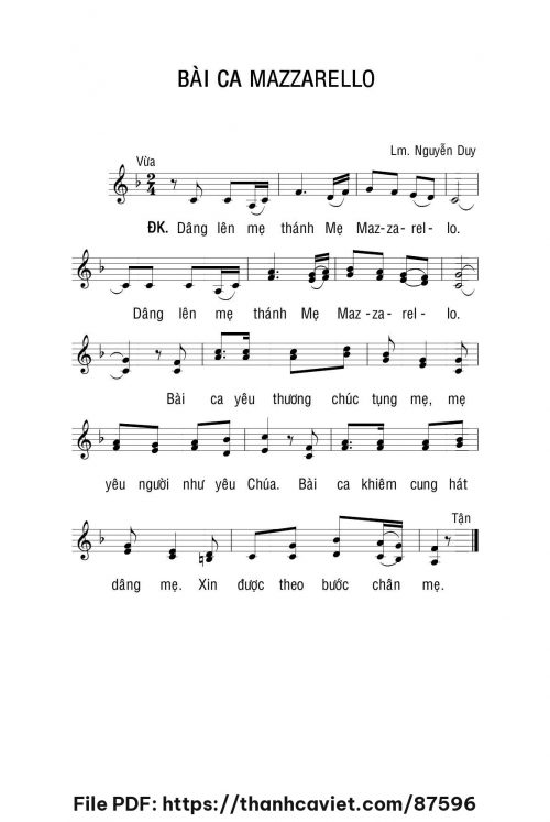 Bài ca Mazzarello - Lm. Nguyễn Duy - trang 1