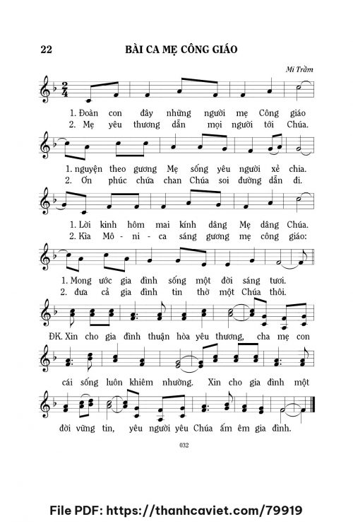 Bài ca mẹ Công giáo - Lm. Mi Trầm - trang 1