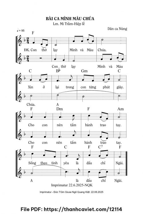 Bài ca Mình Máu Chúa - Lm. Mi Trầm - trang 1
