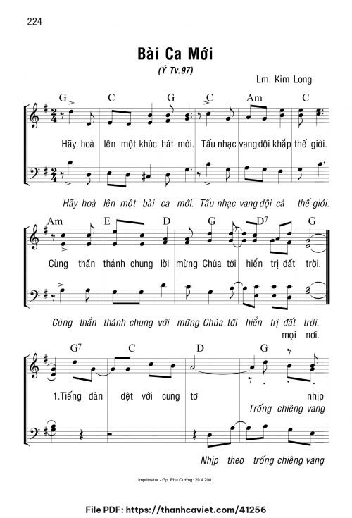 Bài ca mới - Lm. Kim Long - trang 1