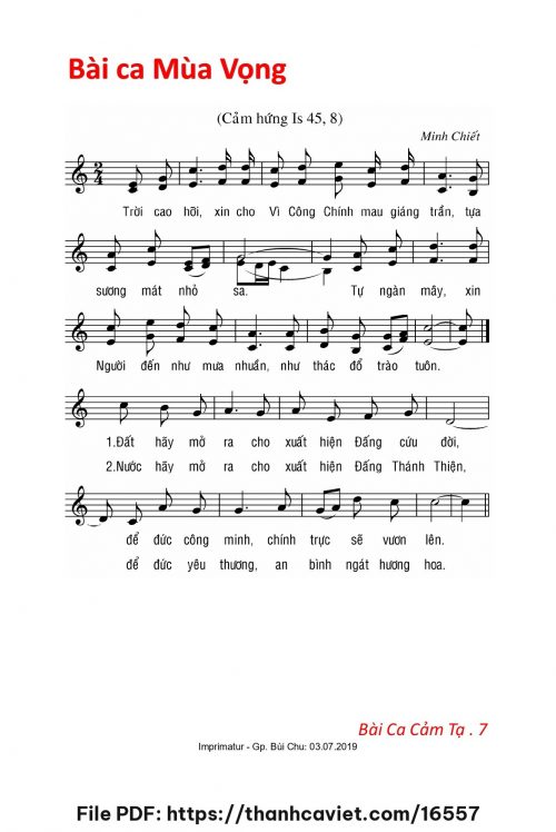 Bài ca Mùa Vọng - Lm. Minh Chiết - trang 1
