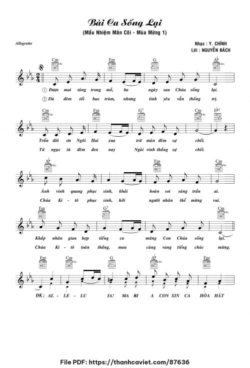 Bài ca sống lại - Nguyễn Bách - Y. Chính - trang 1