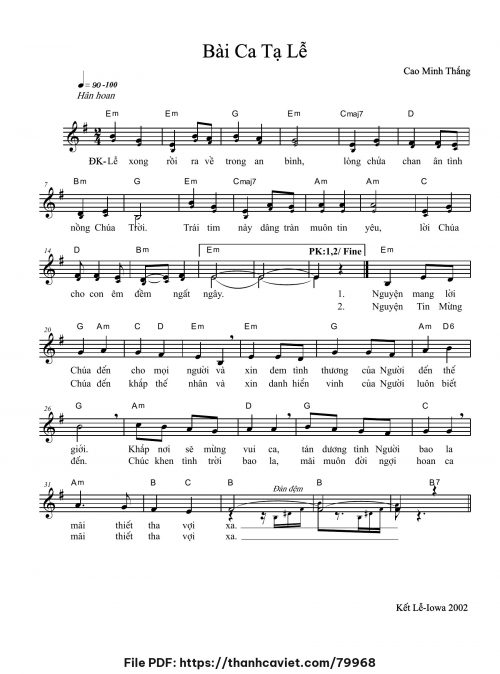 Bài ca tạ lễ - Cao Minh Thắng - trang 1