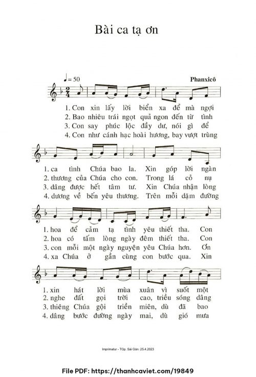 Bài ca tạ ơn - Phanxicô - trang 1