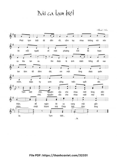 Bài ca tạm biệt - Thanh An - trang 1