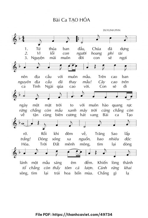 Bài ca tạo hóa - Lm. DUYLINH.PHN - trang 1