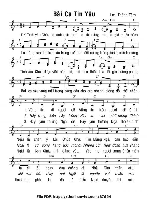 Bài ca tin yêu - Lm. Thành Tâm - trang 1