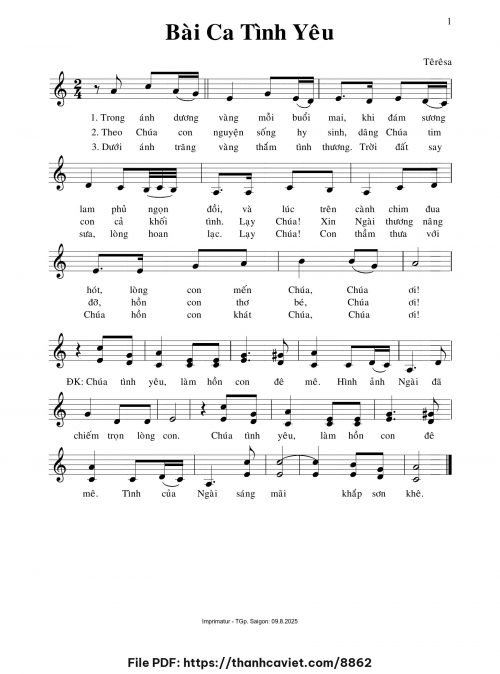Bài ca tình yêu - Sr. Têrêsa - trang 1
