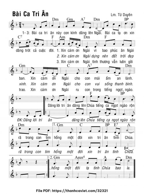 Bài ca tri ân - Lm. Từ Duyên - trang 1