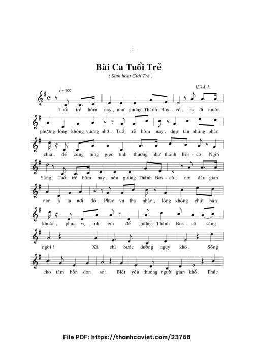 Bài ca tuổi trẻ - Hải Ánh - trang 1