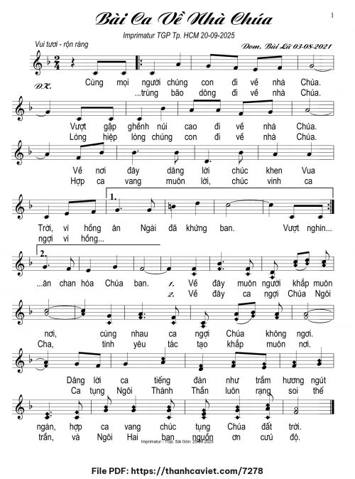 Bài ca về nhà Chúa - Dom. Bùi Lữ - trang 1