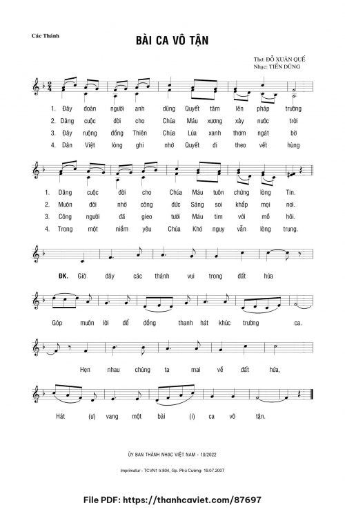 Bài ca vô tận - Lm. Tiến Dũng - Lm. Đỗ Xuân Quế - trang 1