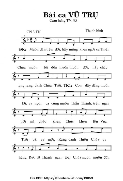 Bài ca vũ trụ - Lm. Thanh Bình - trang 1
