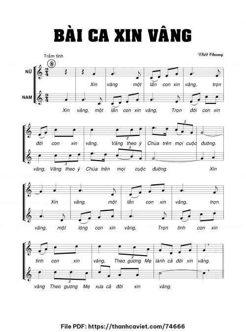 Bài ca xin vâng - Viết Chung - trang 1