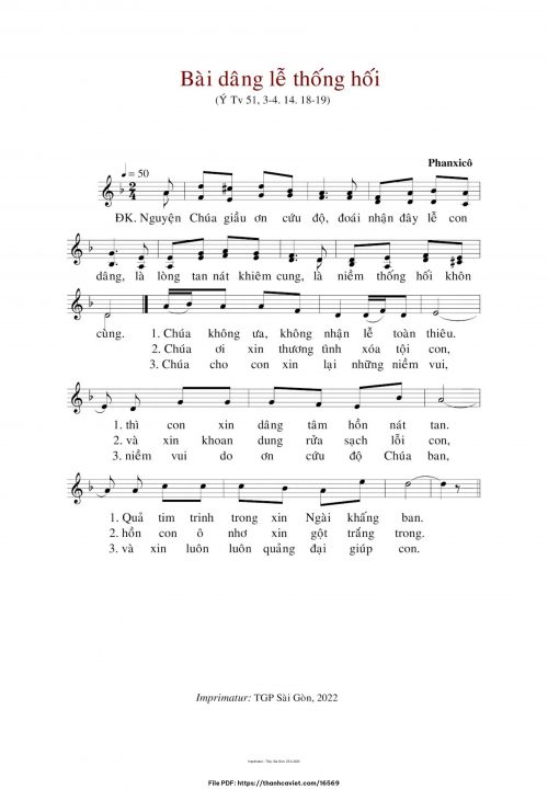 Bài dâng lễ thống hối - Phanxicô - trang 1
