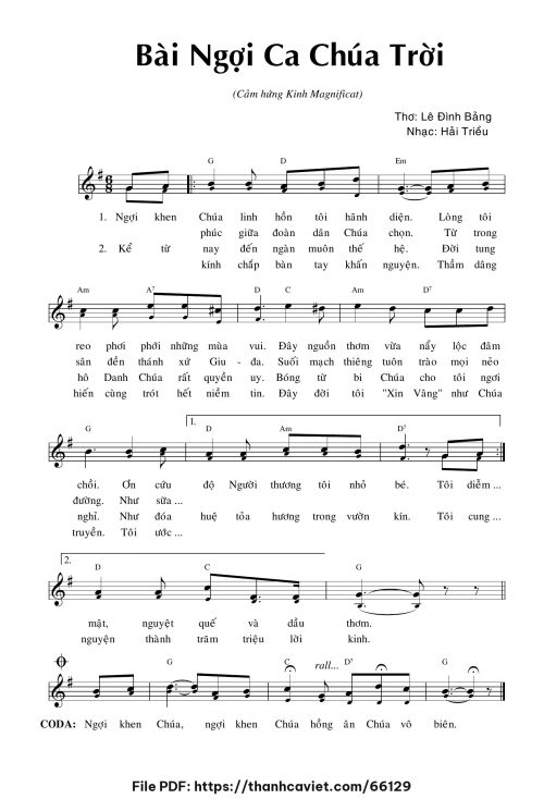 Bài ngợi ca Chúa Trời - Hải Triều - trang 1