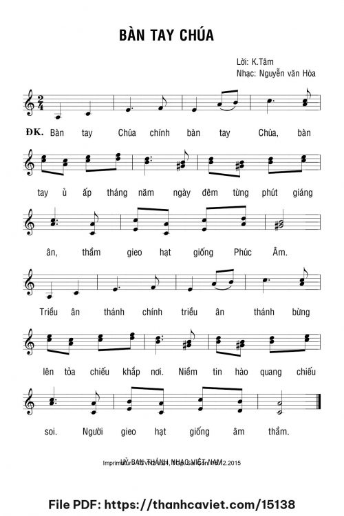 Bàn tay Chúa - Gm. Nguyễn Văn Hòa - Lời: K. Tâm - trang 1