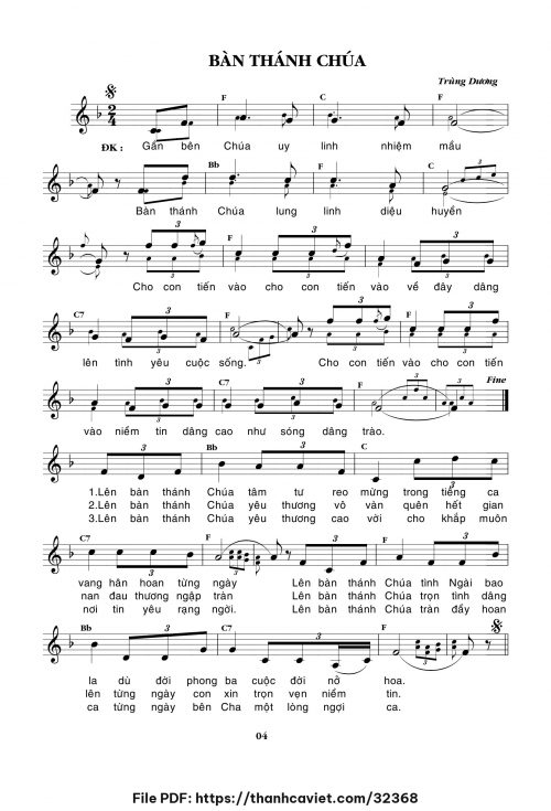 Bàn thánh Chúa - Trùng Dương - trang 1