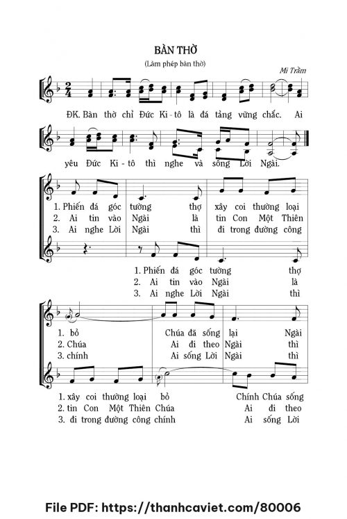 Bàn thờ - Lm. Mi Trầm - trang 1