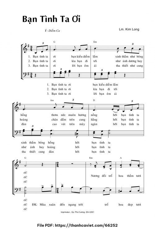 Bạn tình ta ơi! - Lm. Kim Long - trang 1