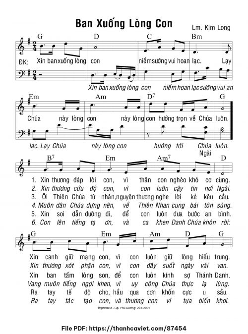 Ban xuống lòng con - Lm. Kim Long - trang 1