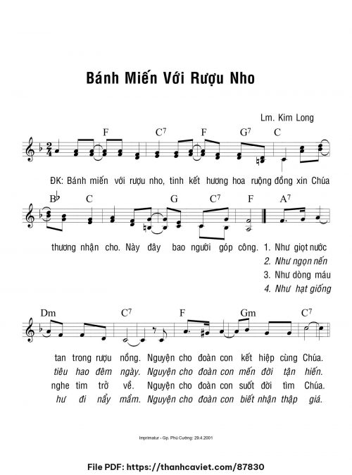 Bánh miến với rượu nho - Lm. Kim Long - trang 1