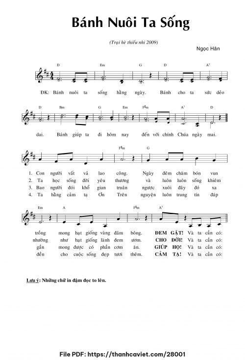 Bánh nuôi ta sống - Lm. Ngọc Hân - trang 1