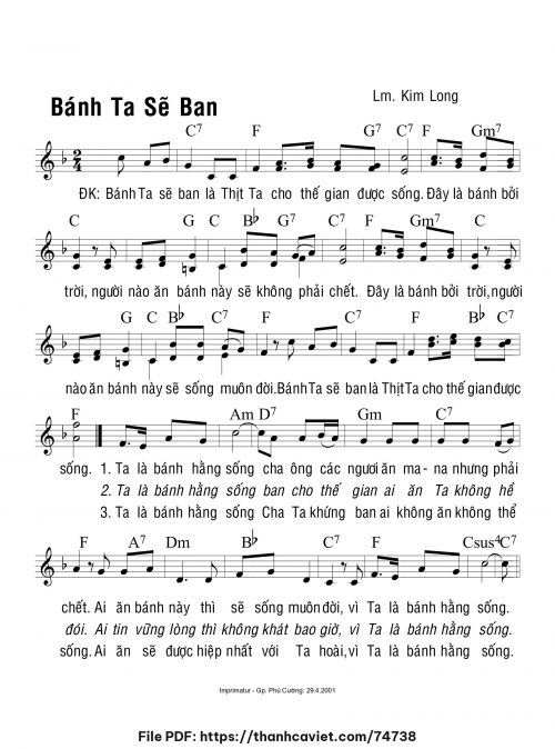 Bánh Ta sẽ ban - Lm. Kim Long - trang 1