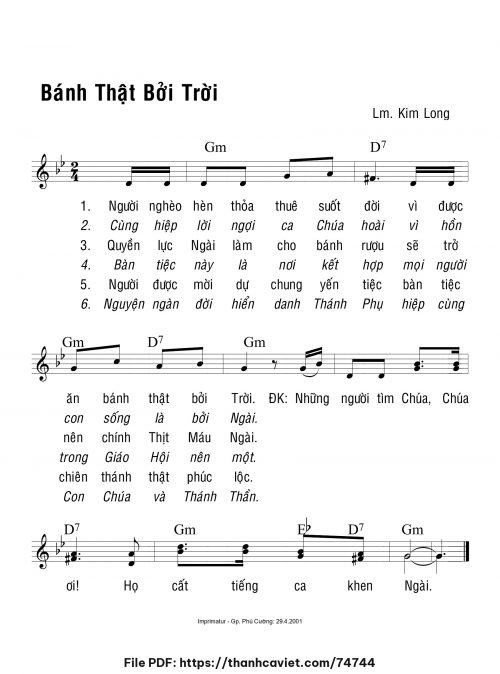 Bánh thật bởi trời - Lm. Kim Long - trang 1