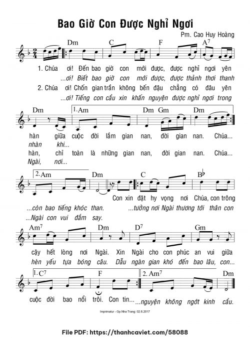 Bao giờ con được nghỉ ngơi - Cao Huy Hoàng - trang 1