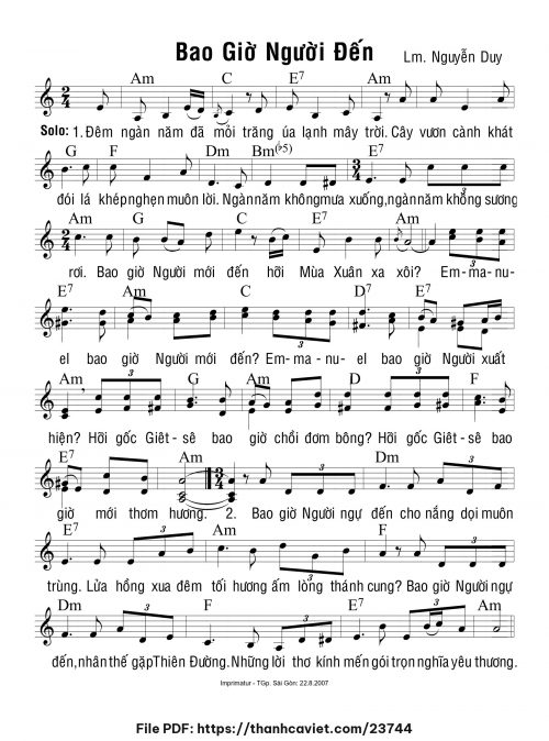Bao giờ Người đến - Lm. Nguyễn Duy - trang 1