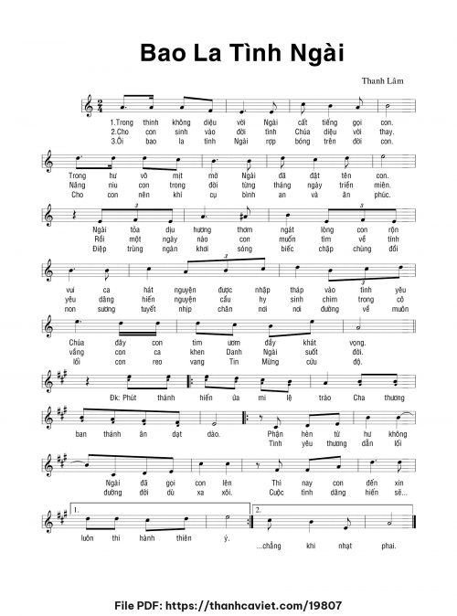 Bao la tình Ngài - Thanh Lâm (Song Mộc) - trang 1