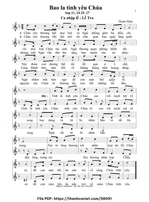 Bao la tình yêu Chúa - Thanh Nhàn - trang 1