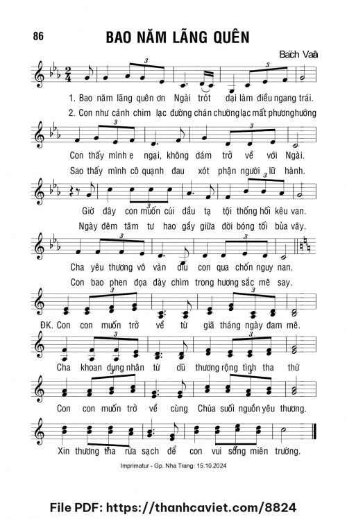 Bao năm lãng quên - Lm. Bạch Vân - trang 1