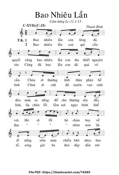 Bao nhiêu lần - Lm. Thanh Bình - trang 1