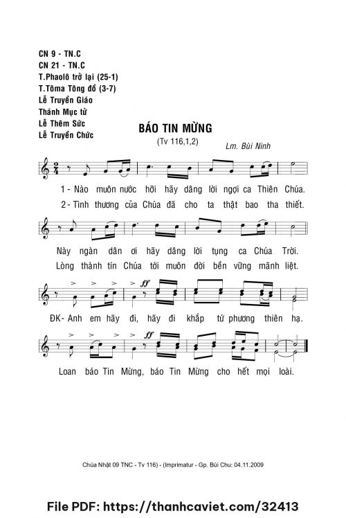 Báo Tin Mừng - Lm. Bùi Ninh - trang 1