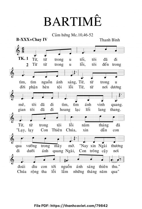 Bartimê - Lm. Thanh Bình - trang 1