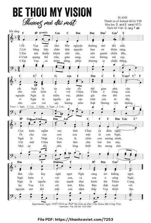 Be Thou My Vision Thương mở đôi mắt - Lm. Giang Tâm (Nhạc Ngoại, lời Việt) - trang 1