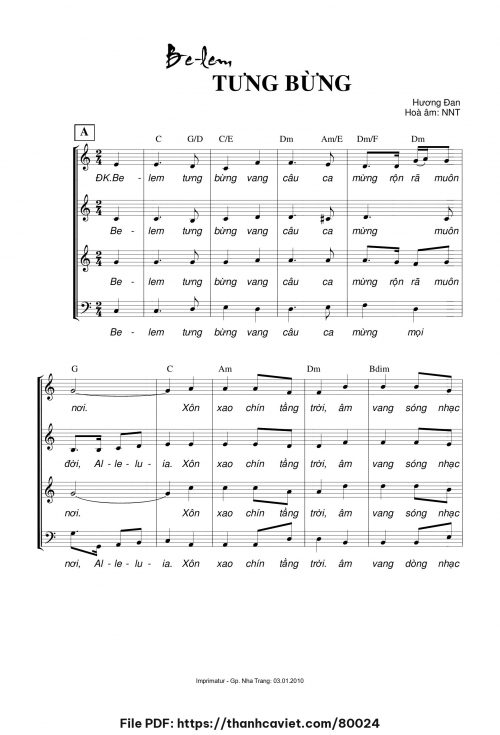 Bêlem từng bừng - Sr. Hương Đan - Hòa âm: NNT - trang 1