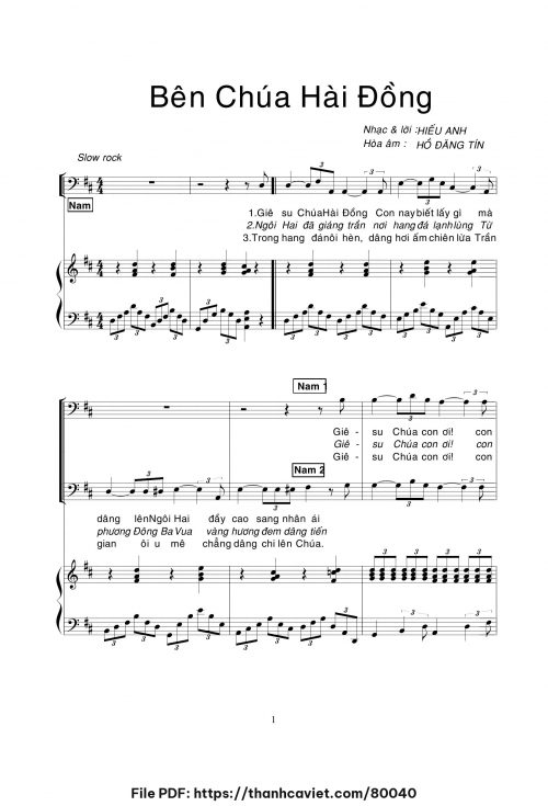 Bên Chúa Hài Đồng - Hiếu Anh (Hòa âm cho Piano: Hồ Đăng Tín) - trang 1