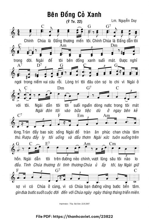 Bên đồng cỏ xanh - Lm. Nguyễn Duy - trang 1